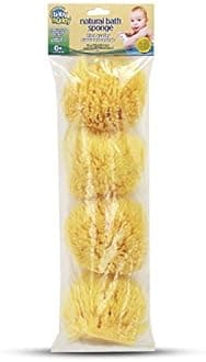 Baby BuddyNatural Grass Sea Sponge, Newborn Bath Time Essential, Textured for Exfoliation, Hypoallergenic, 4 Count