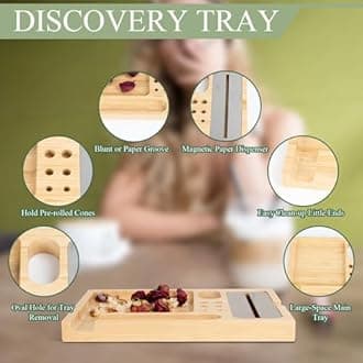 Premium Bamboo StashBox with Secure Lock - All-in-One Rolling Tray Kit, Airtight Glass Jars & Smoking Accessories | Eco-Friendly Storage Organizer