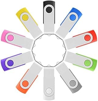 Enfain USB 2.0 Flash Drive 1GB Multicolor Thumb Drives 10 Pack Memory Stick for Computers (1 GB, Mixed Colors)