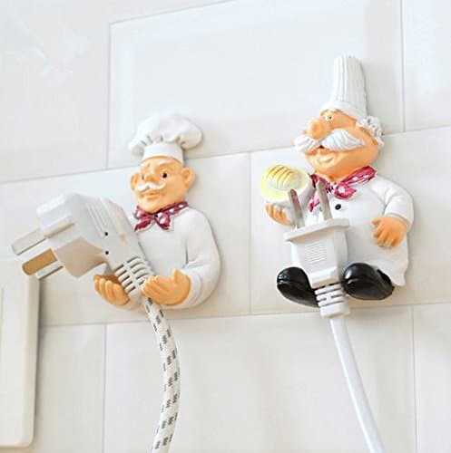 Gros Set of 2 Socket Hooks Storage Rack Cook Design Wall Hook Hanger Adhesive Keys Holder Kitchen Plug Holder Organizer-White
