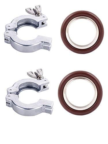 2 Sets KF-16 Stainless Steel 304 Clamp Ring with Wing Nut + KF16 Stainless Steel 304 & FKM Centering Ring Vacuum Fitting