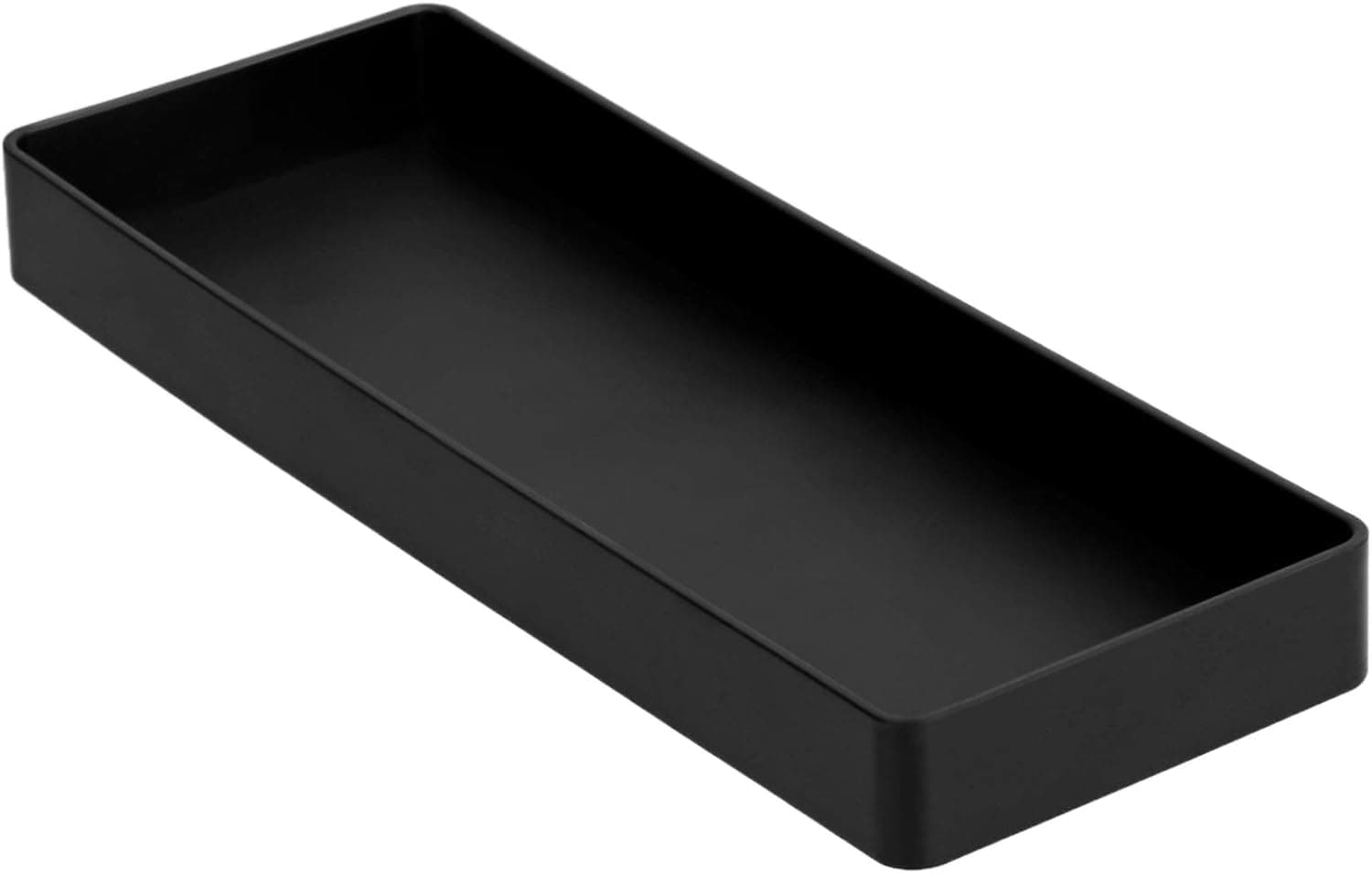 Amazon Basics Rectangular Plastic Desk Organizer, Half Accessory Tray, Black