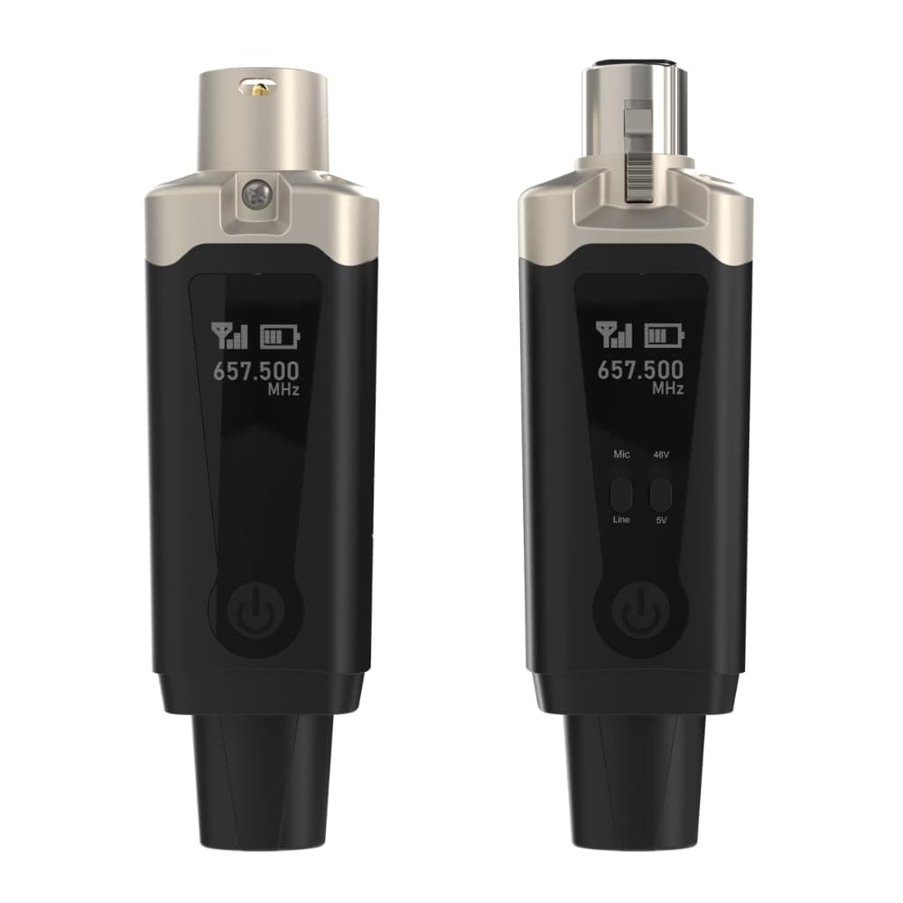 AirSync XLR Wireless Transmitter & Receiver, UHF Wireless Microphone System for 150ft Range, Rechargeable Wireless Microphone Adapter for Dynamic and Condenser Microphones