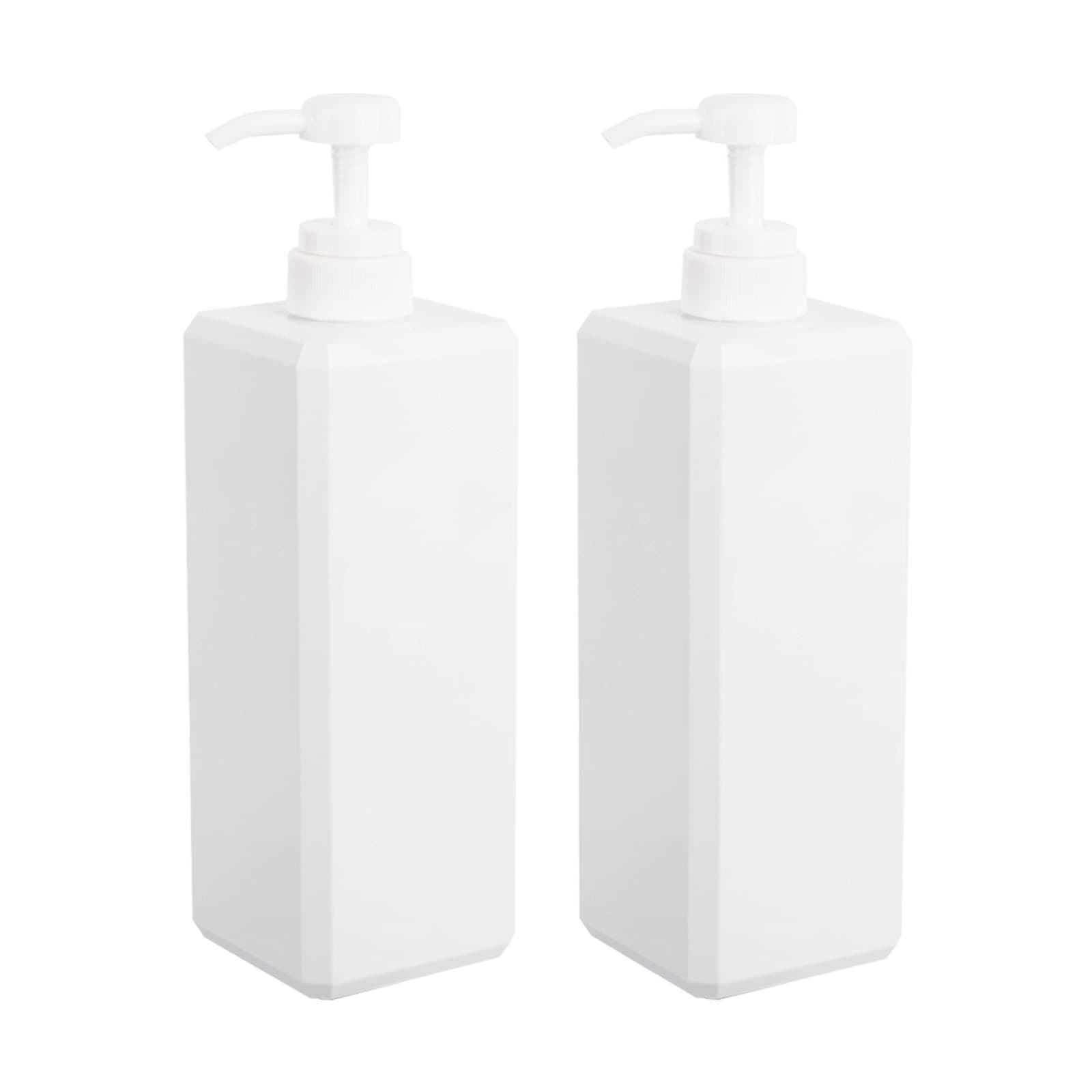 Pump Bottle, Refillable Plastic Empty Lotion Soap Dispenser Liquid Container for Bathroom Shampoo and Body Wash, 32oz/1l White 2 Pack
