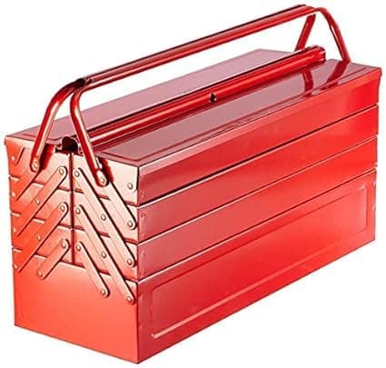 Heavy Duty 5 Compartment Tool Organizer For Home And Professional Usage Professional Tool Box with Tray Tool Box (Large, Red)