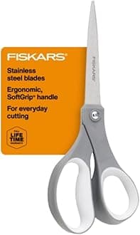 SoftGrip Scissors - Contoured Performance All Purpose - 20.3 cm Stainless Steel - Straight Paper Scissors for Office, and Arts and Crafts - Grey