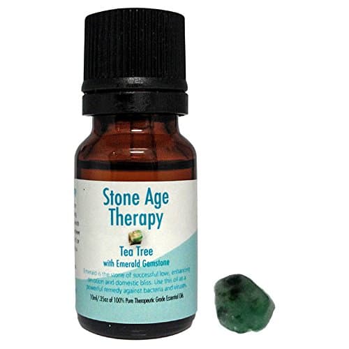 10 ml Tea Tree Essential Oil with High Energy Emerald Gemstone for Vibrational & Color Energy Aromatherapy