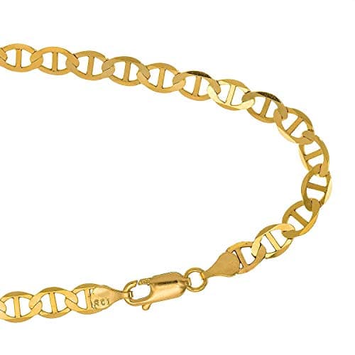 14k Solid Yellow Gold 3.2 mm Mariner Anklet, Lobster Claw Clasp, 10 Inches, 2.6gr.