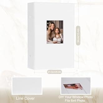 Artmag Fabric Photo Album 4x6 300 Large Capacity for Family Wedding Anniversary Linen Album Holds 300 Horizontal Photos (300 Pockets, White)