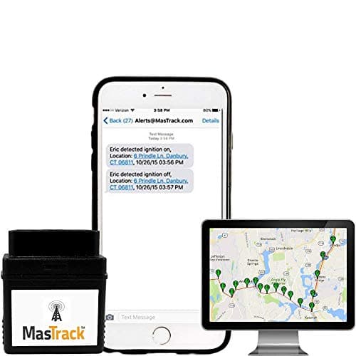 MasTrack- GPS Tracker W/No Contract | Track On Computer Smartphone | Fleet Monitoring Tracking Employees, Teens, Spouse| Plug Into OBD Port Instant Alerts & Engine Diagnostics