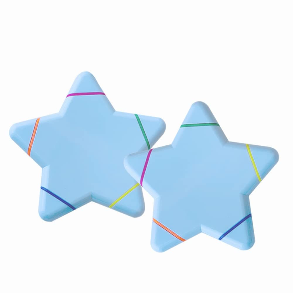 Star Shaped Highlighter Pen 5 in 1 Multi Coloured Ideal for Kids & Adult Suitable Scool Homework Office Stationery | Funky Colours One (Pack of 2-Star Highlighters Pen)
