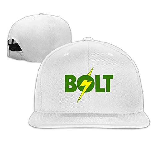 HALZ Usain Bolt Logo Flat Brim Baseball Hat White