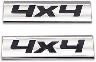 2X Chrome Metal 4X4 Logo Car Emblem 3D Premium Off Road Badge Door Fender Sticker Side Wing Decal (4X4,Silver&Black)