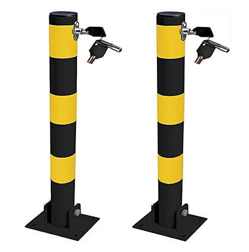 2 x Round Folding Parking Post - With Keys And Bolts