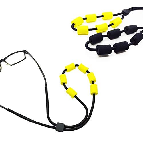 Spolite Adjustable Floating Glasses Strap-Durable & Soft Eyeglasses strap -Eyewear Retainer Holder Chain -Glasses Floats-water sports Holder-sunglasses Strap Rope cord Lanyard 2PCS (BLACK-YELLOW)-COL1