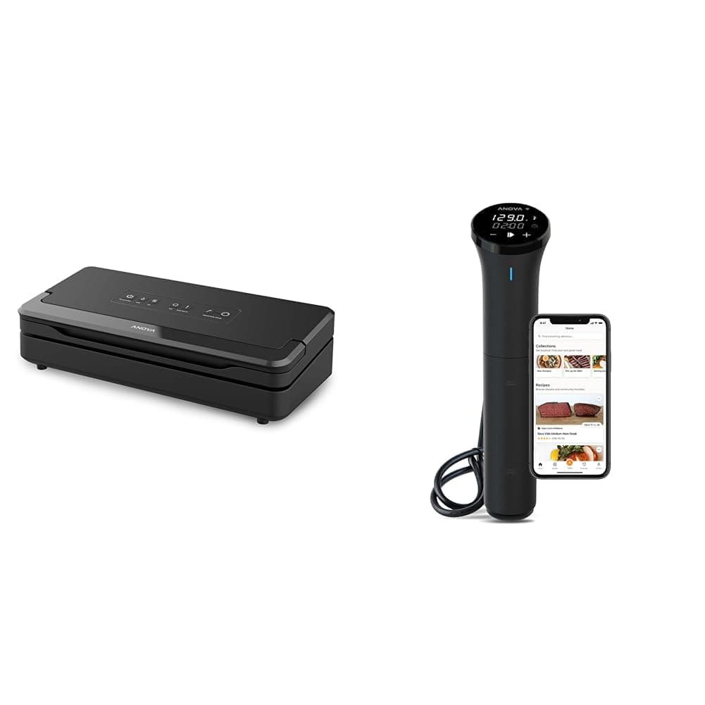 Precision Vacuum Sealer Pro, Includes 1 Bag Roll, For Sous Vide and Food Storage, black, medium & Sous Vide Precision Cooker Nano 3.0