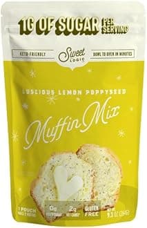 Sweet Logic Keto Baking Mix - Lemon Muffin - Gluten-Free - Dairy Free - Diabetic-Friendly - High Protein - Low Sugar - Low Carb - Quick 20-Minute Prep (1-2G Carbs Per Serving)