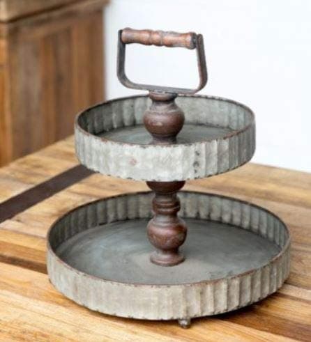 Park Hill Collection Two Tiered Farmhouse Server Display Stand