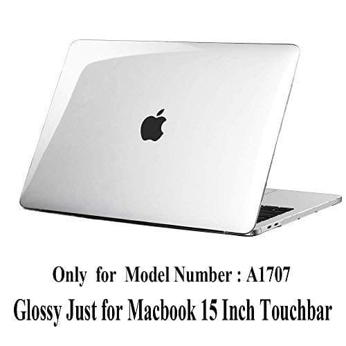 Clear Macbook Pro 15 Inch Case with Touchbar (A1990/A1707) ,Transparent See Through Cover Crystal Clear,Anti-Scratch Glossy Hard Plastic Protective Case Cover for MacBook Pro15 Inch A1707/A1990