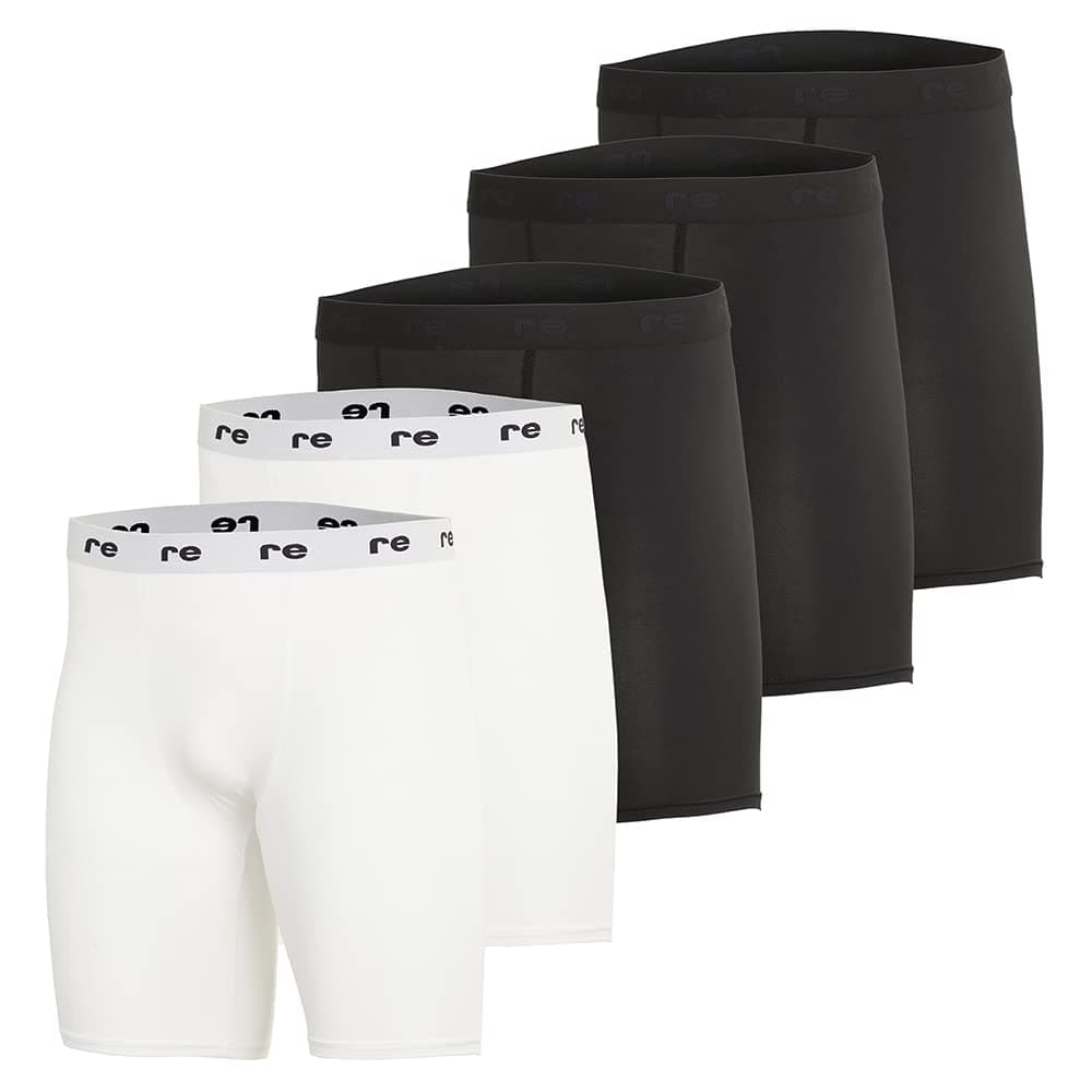Real Essentials 5 Pack: Mens Compression Shorts - Quick Dry Performance Active Underwear (Available in Big & Tall)