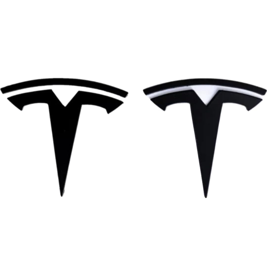 Model 3 Badge Emblem - Front Hood and Rear Trunk Replacement Logo for Tesla Model 3-3D Metal Emblem Set (2 Pieces, Black)