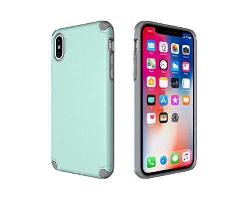 CANEW iPhone X Case, iPhone 10 Case, Anti-Scratch Heavy Duty Protection TPU+PC Case with Embedded Metal Plate for Magnetic Car Mounts Apple 5.8 In iPhone X Case (Turquoise)