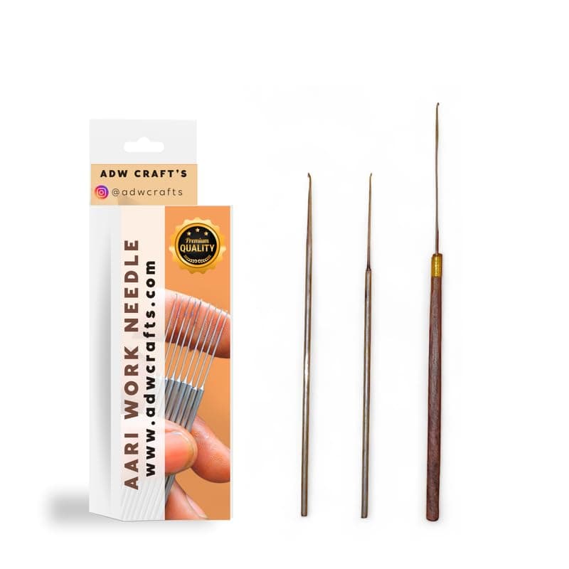 Aari & Tulip Needle Set – Beads, Zardoshi & Thread Work Combo – 3-Piece Kit for Professional Embroidery & Aari Craft