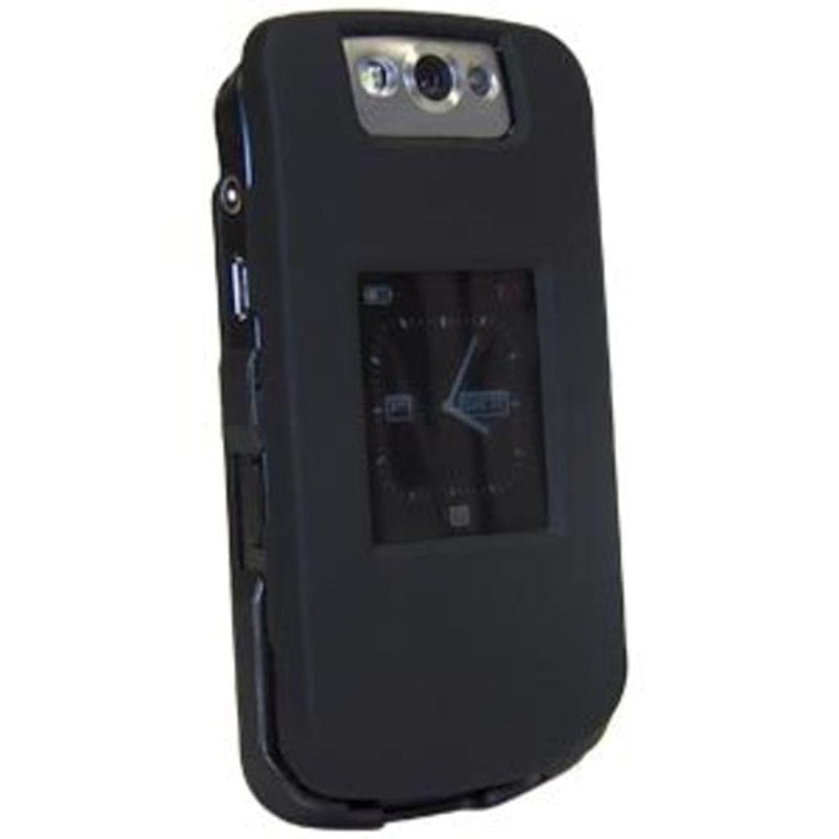 Rubberized Snap-On Crystal Hard Case for BlackBerry Flip Pearl 8220 - Black