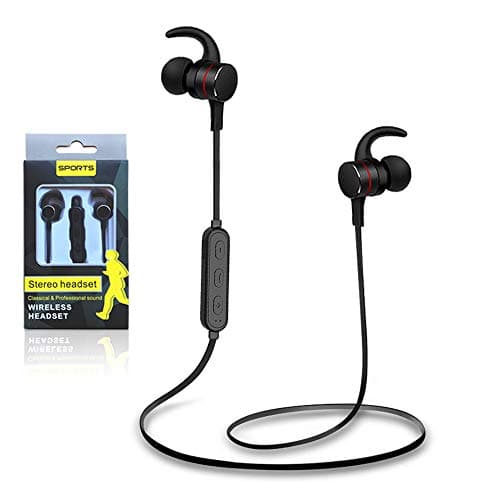 Wireless Bluetooth Headphones Headset with Microphone Noise Cancelling 4.1 Bluetooth Earbuds Universal Magnetic Sports in Ear Earphones Compatible iPhone, Samsung Galaxy, Android and More - Black