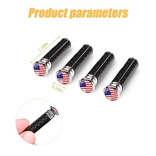 Moly Magnolia 4PCS Car Door Lock Knobs, American Flag Carbon Fiber Door Lock Pin Cover, Decorative Modification Door Lock Bolt Pin Cover, Auto Accessories Universal for SUV, Truck, Van