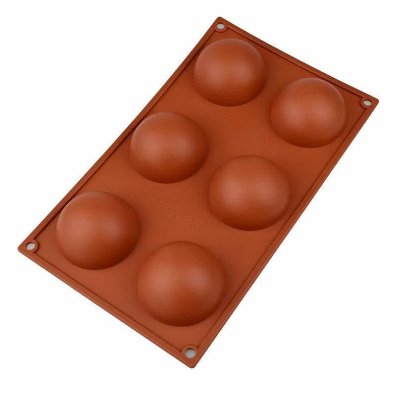 HOMEBAKERS MART Silicone 6-Cavity Half Circle Half Sphere Half Round Hemisphere Baking Mould Chocolate Desserts Ice Cream Bombs Soap (Random Colour) 7 Cm Diameter x 3.5 cm Deep; 6 Cavities