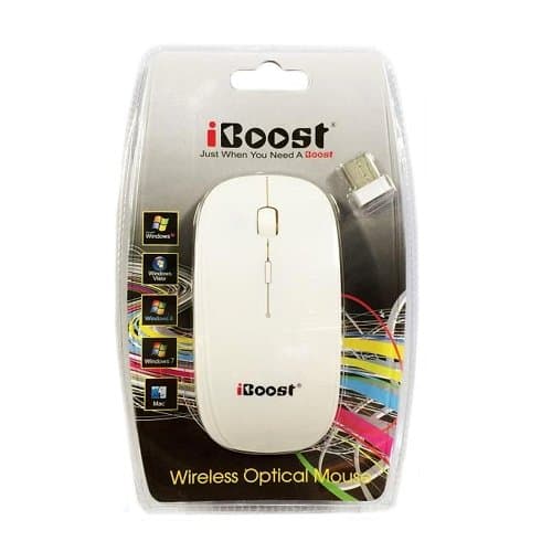 iBoost 800 2.4GHz Wireless 3-Button Optical Scroll Mouse with Nano USB Transceiver, White (MS6131WH)