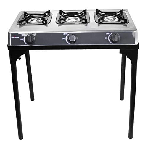 Vulcanus 2-31T Three cast Iron Table Burner, V-BS02 Three and Two Burner Stand. 28.5 x 15.5 x 28.5