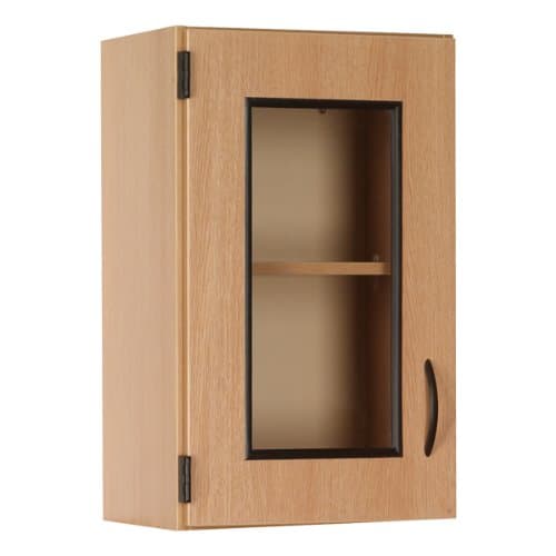 18" W Glass Display Wall-Mount Upper Cabinet w/ Left Hinge Door