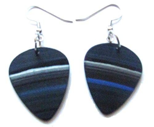 Vinyl Record - Guitar Pick Earrings - (Galactic Blue)