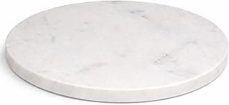11-Inch Round Marble Cheese Board – Solid White Natural Stone Cutting Board & Charcuterie Serving Tray with Non-Slip Feet, 0.5” Thick, Easy to Clean.