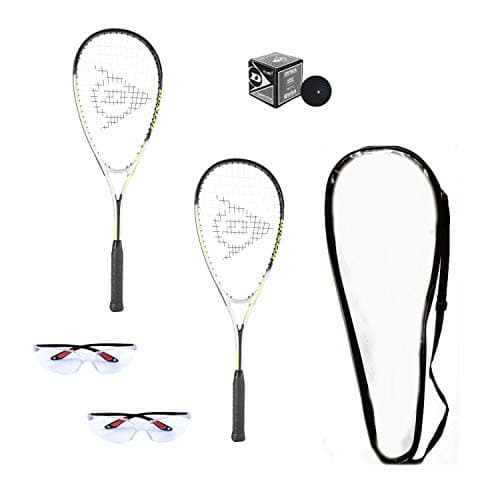 DUNLOP Beginner Squash Racquet Set (Includes 2 Racquets, 2 Eyeguards, 1 Ball, Cover) (Beginner)