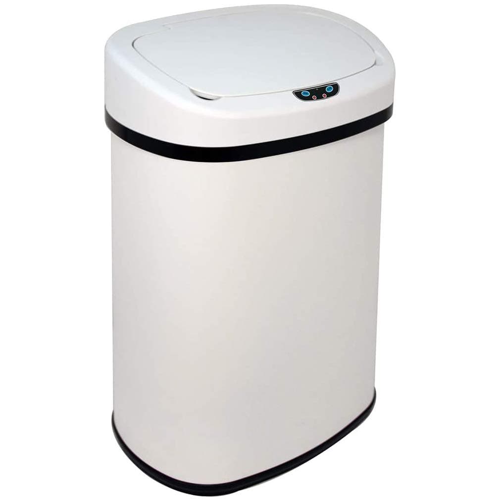 HGS 13 Gallon Trash Can Kitchen Garbage Can Waste Bin with Lid Automatic Garbage Bins Touchless Stainless Steel Sensor Trash Can for Home Office Bedroom Living Room, White Automatic trash can 13 gallons