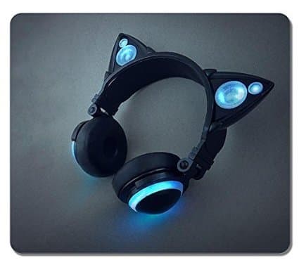 Personalized Top-Quality Textured Surface Water Resistent Mousepad Cat Ear Headphones Customized Non-Slip Gaming Mouse Pads