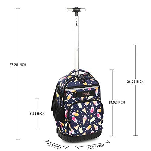 Tilami Rolling Backpack 19 inch with Lunch Bag Wheeled Laptop Backpack, Summer