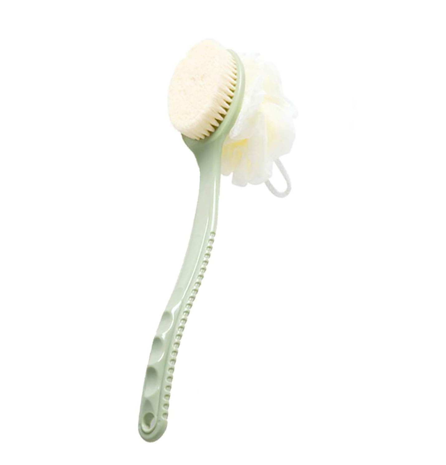 Double-Sided Bathing Brush Long Handle Soft Hair Bath Body Back Shower Mud Tools,Green
