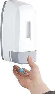 - ABS Plastic Wall Mounted Commercial Grade Liquid Soap Dispenser for Wash Basin Bathroom Kitchen Restroom (460 Ml, (White - Grey))