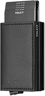 VULKIT Credit Card Holder RFID Blocking Leather Automatic Pop Up Wallet Aluminum Slim Pocket Bifold Business Card Case
