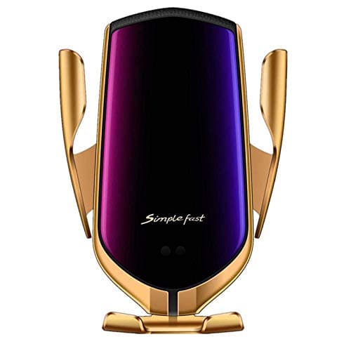 Sinye Automatic Clamping Smart IR Sensor Car Mount Wireless Charger Holder Rack, 10W, Golden, Vent Mount, Modern Style, Wireless Car Charger