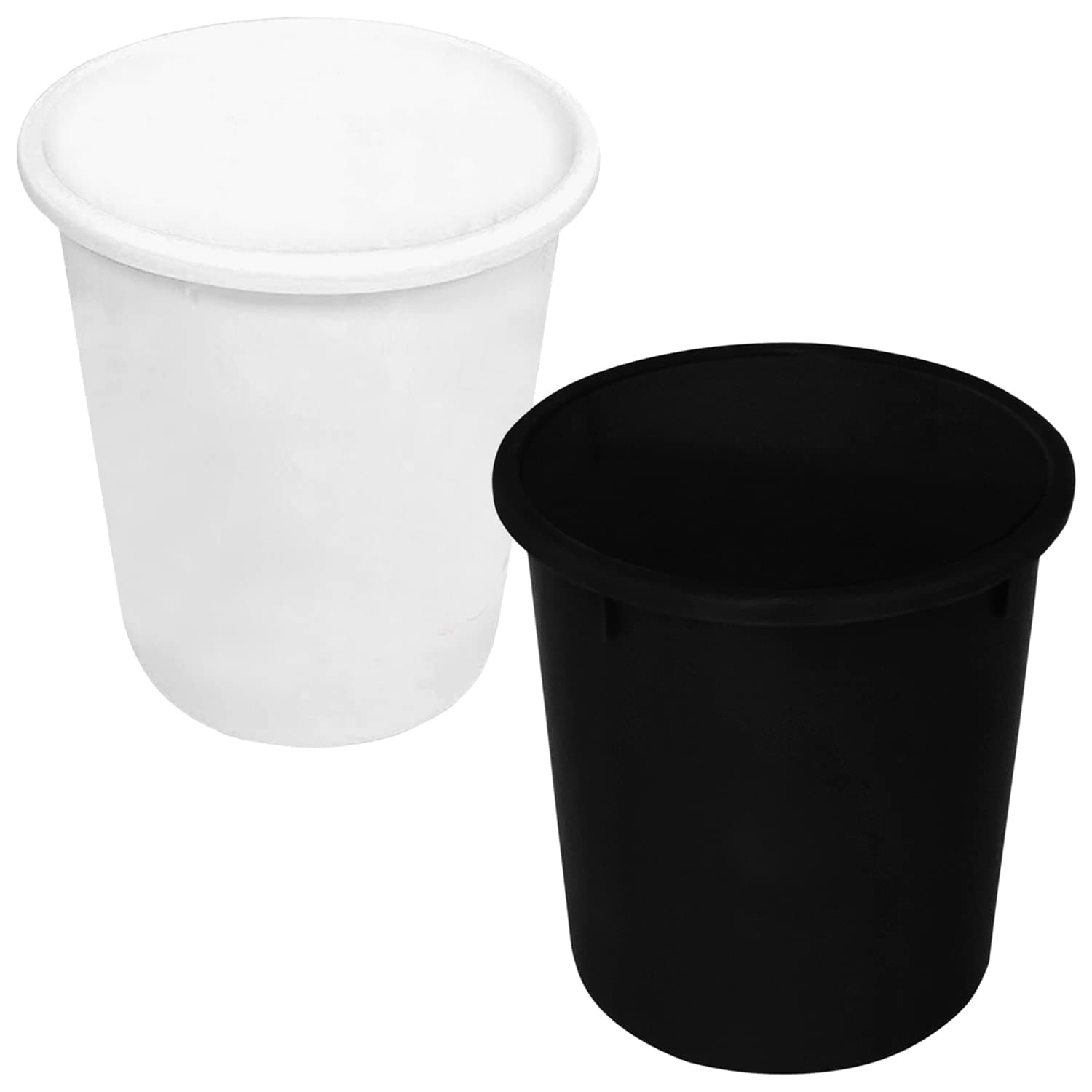Kuber Industries Plastic Open Plastic Dustbin Without Lid|Garbage Bin For Home, Kitchen, Office, 5Ltr.- Pack of 2 (Black & White)-47KM01069
