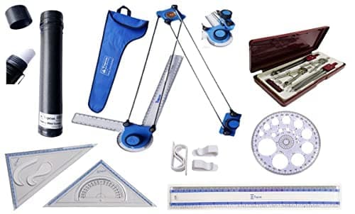 Topcon Engineering Combo (Premium Mini Drafter, Deluxe Sheet Container, Geometry Box (5 Parts), Set Square, Pro Circle, Ruler, 4 Drawing Board Clips) Set of 7 Items