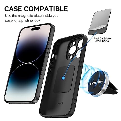 iVoler Car Phone Holder, [2 Pack] Mini Compact Metal Edge Air Vent Magnetic Phone Holder Car Cradle Mount with Super Strong Magnet Compatible for iPhone, Samsung, Huawei, Xperia, Nokia etc. -Silver