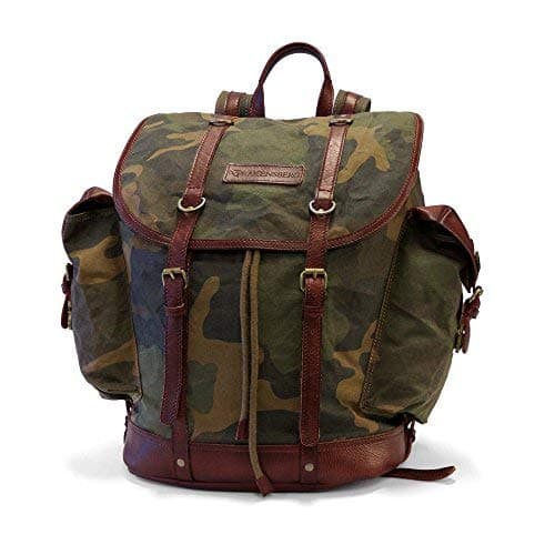 DRAKENSBERG backpack backpack backpack classic hiking leisure backpack retro vintage design laptop compartment 13 inch men handmade canvas leather backpack, Camouflage Green, Leisure backpack