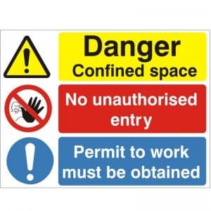 Danger Confined Space Multi Purpose Sign 400mm x 300mm - Self Adhesive