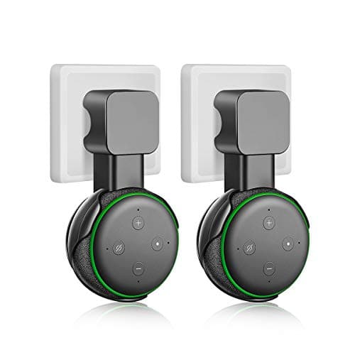 Outlet Wall Mount Compatible with Alexa Echo Dot 3RD Generation, Hanger Holder, Cord Arrangement, Best Space-Saving Solution, Hide Messy Cable, 2 Pack(Black)